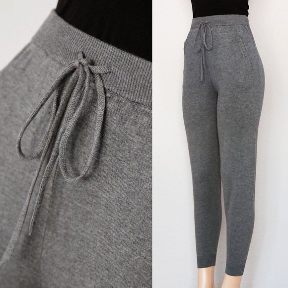 NEW Comune Glendwood Zip Pockets High Waist Soft Knit Jogger Pants Charcoal $84 - Picture 2 of 13